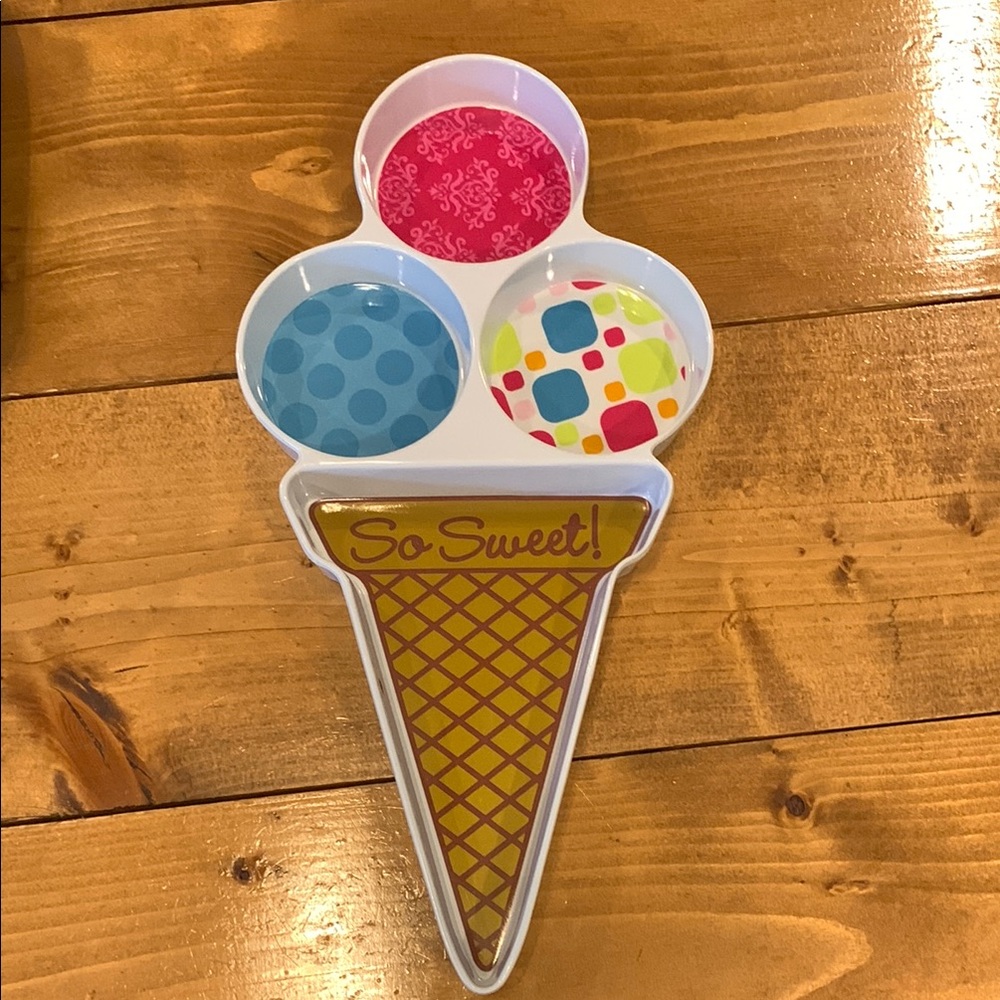 Ice Cream Cone Shaped Serving Tray - Multicolor